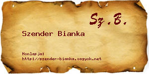 Szender Bianka névjegykártya